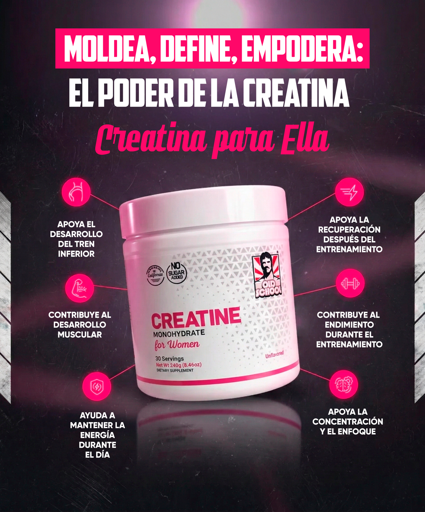 Old School Labs® Creatine Monohydrate for Women 240g/8.46oz